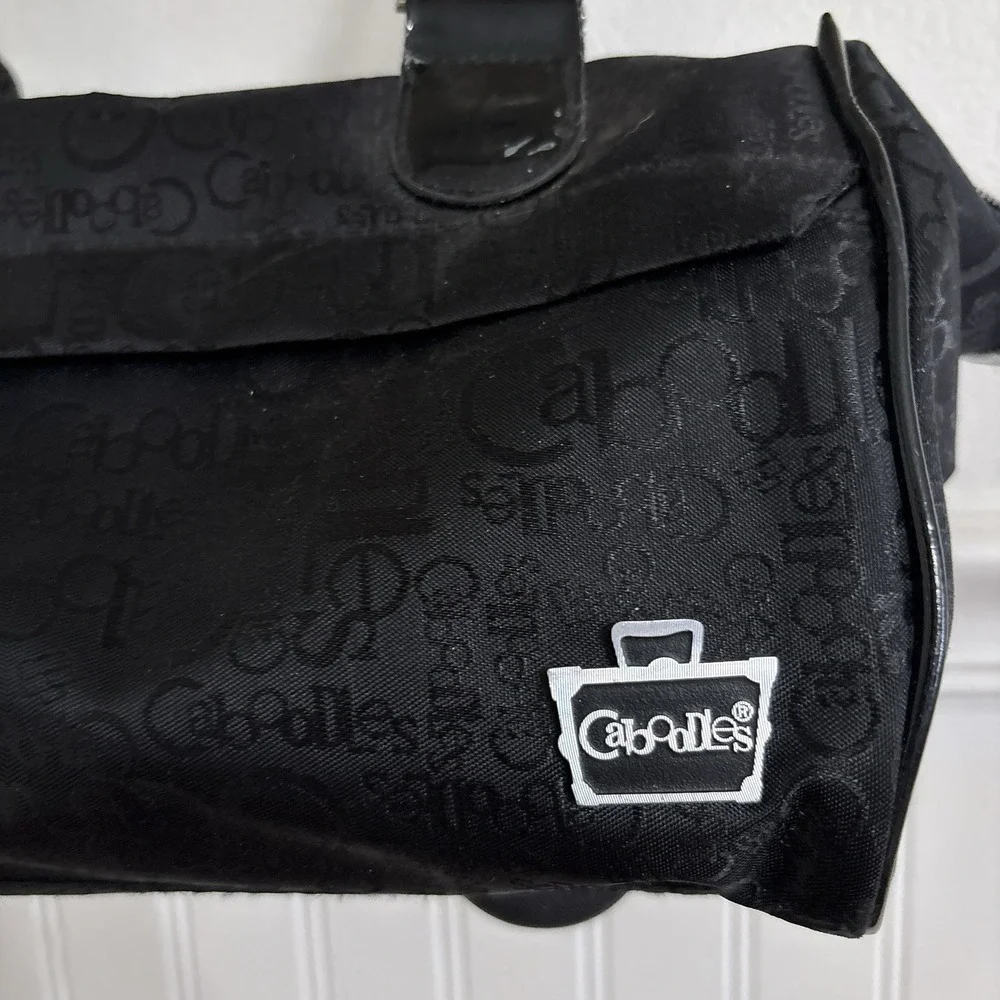 Caboodles Envy Large Black Travel Makeup Case Doctor's Bag Pink Polka Dot Lining